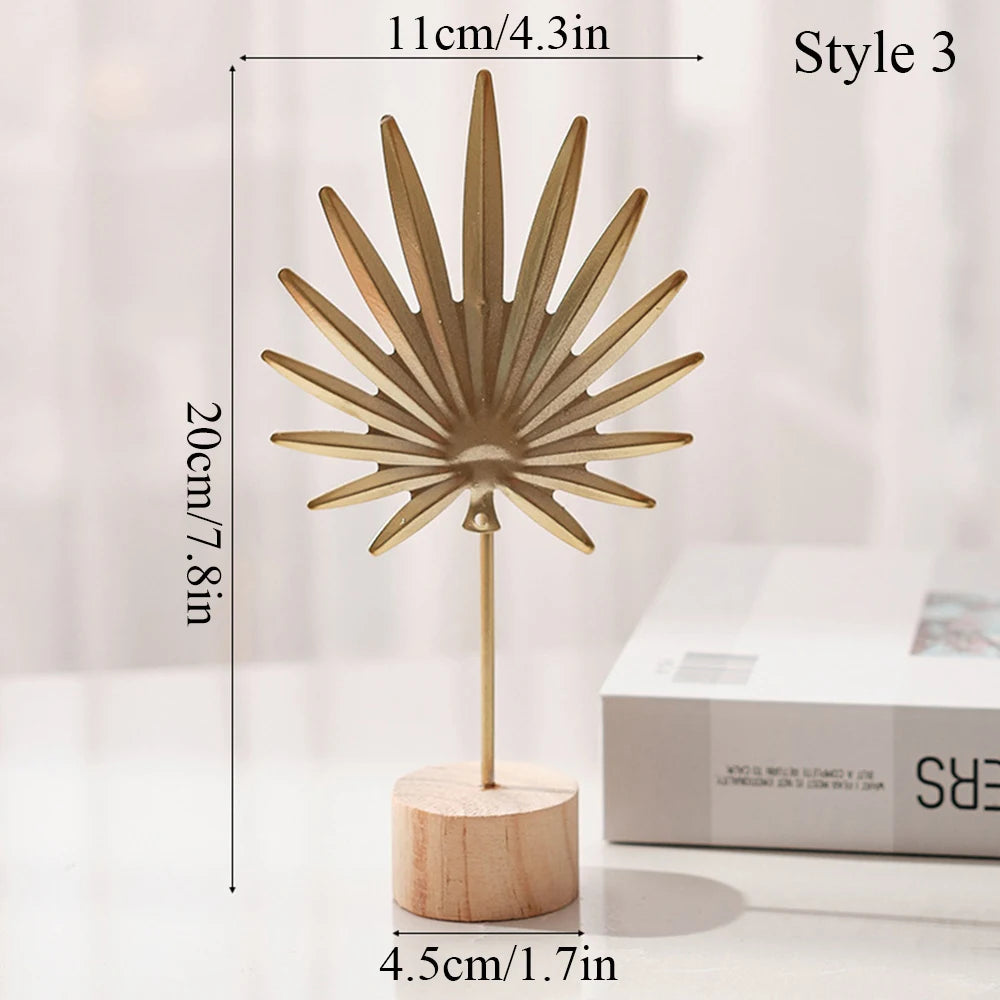 Nordic Gold Ginkgo Leaf Sculpture – Elegant home décor ornament for living room or office.