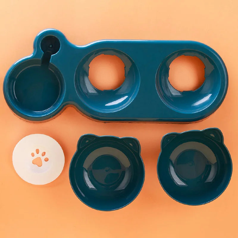 3-in-1 Cat Feeder – Double pet bowls with automatic water dispenser and food container for cats and small dogs