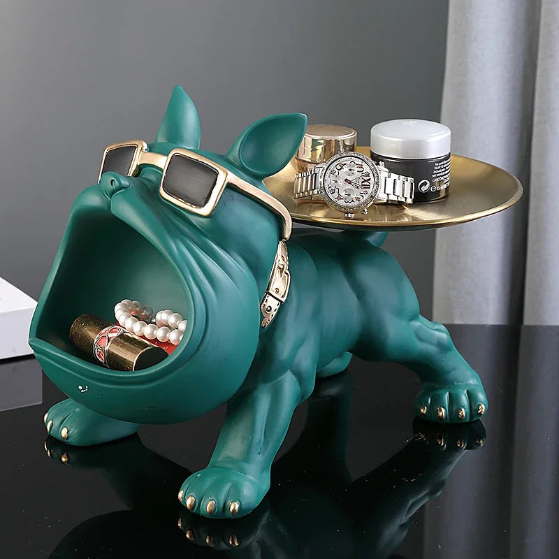 30cm Bulldog Resin Statue – Decorative dog figurine with storage box, perfect for home décor and gifting.
