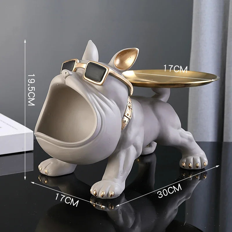 30cm Bulldog Resin Statue – Decorative dog figurine with storage box, perfect for home décor and gifting.