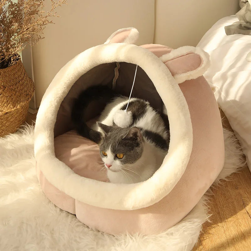 Deep Sleep Cat Bed – Foldable cartoon pet bed, removable & washable, perfect for cats and small dogs