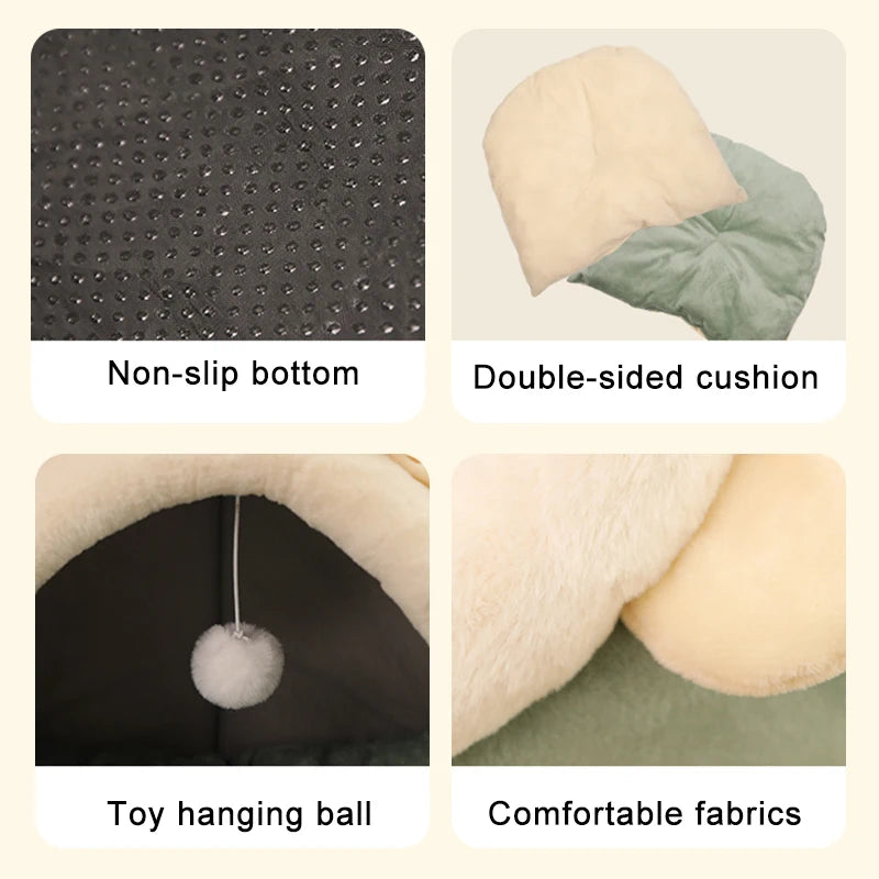 Deep Sleep Cat Bed – Foldable cartoon pet bed, removable & washable, perfect for cats and small dogs