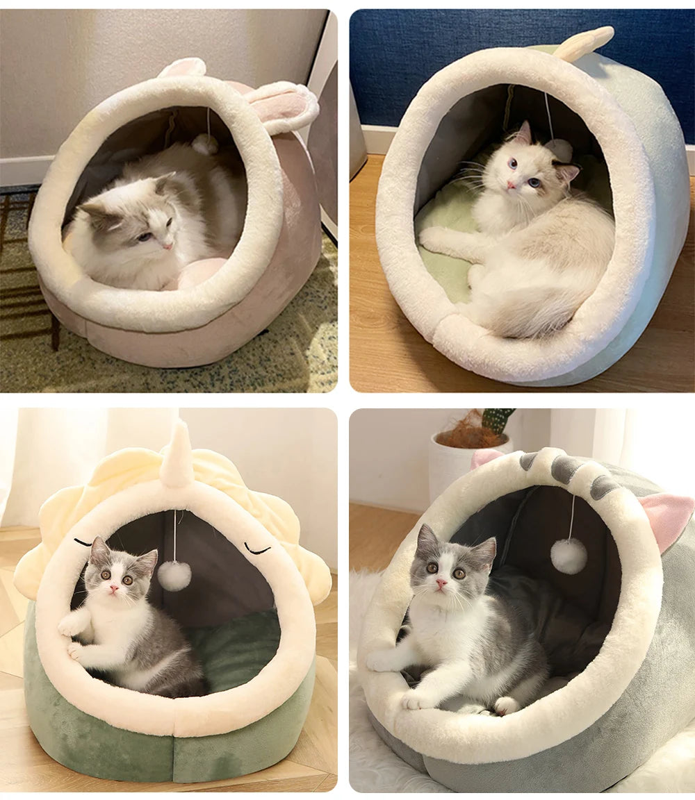 Deep Sleep Cat Bed – Foldable cartoon pet bed, removable & washable, perfect for cats and small dogs