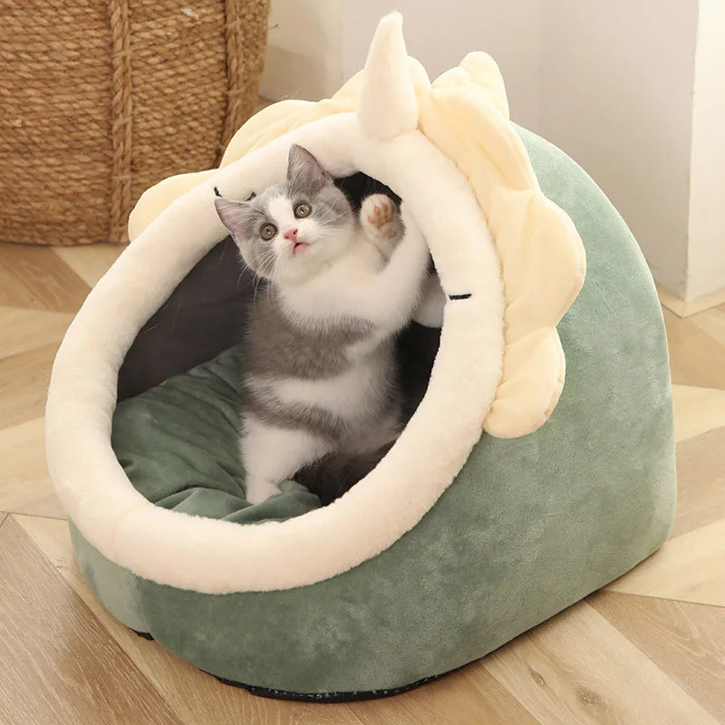 Deep Sleep Cat Bed – Foldable cartoon pet bed, removable & washable, perfect for cats and small dogs