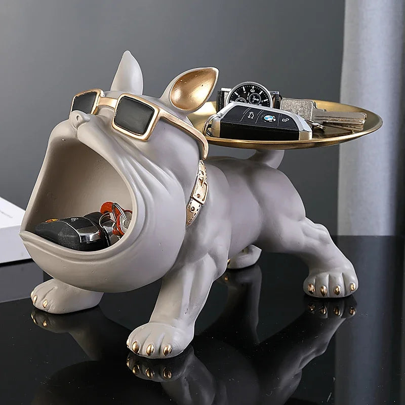 30cm Bulldog Resin Statue – Decorative dog figurine with storage box, perfect for home décor and gifting.