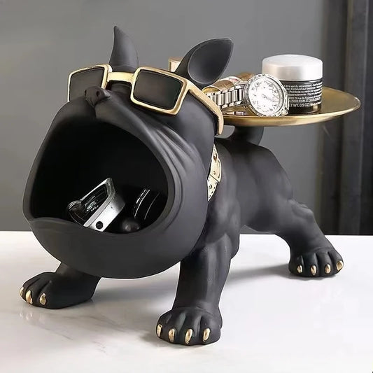 30cm Bulldog Resin Statue – Decorative dog figurine with storage box, perfect for home décor and gifting.