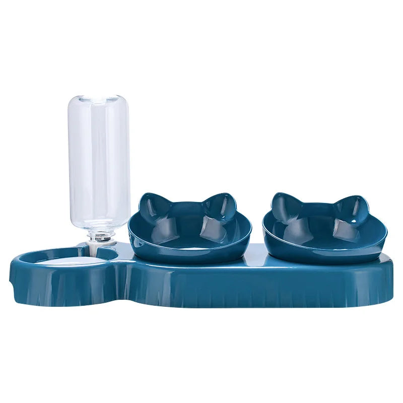 3-in-1 Cat Feeder – Double pet bowls with automatic water dispenser and food container for cats and small dogs
